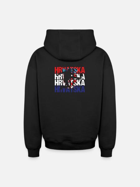 Hrvatska Kroatien Fußball - Oversized Heavyweight Unisex Zip Hoodie - Schwarz