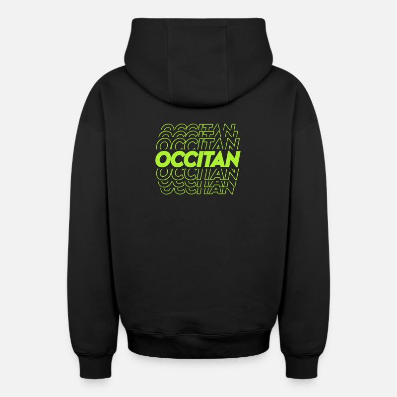 OCCITAN - Sweat à capuche unisexe zippé oversize épais SPREAD - noir