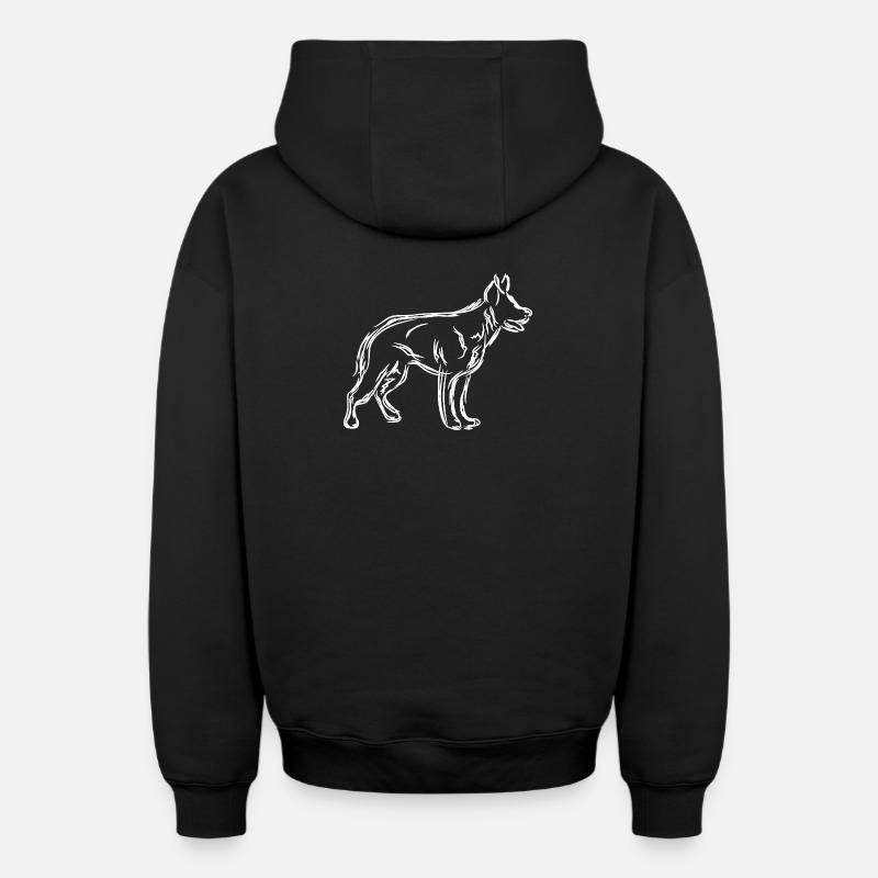 Chien de berger - Sweat à capuche unisexe zippé oversize épais SPREAD - noir