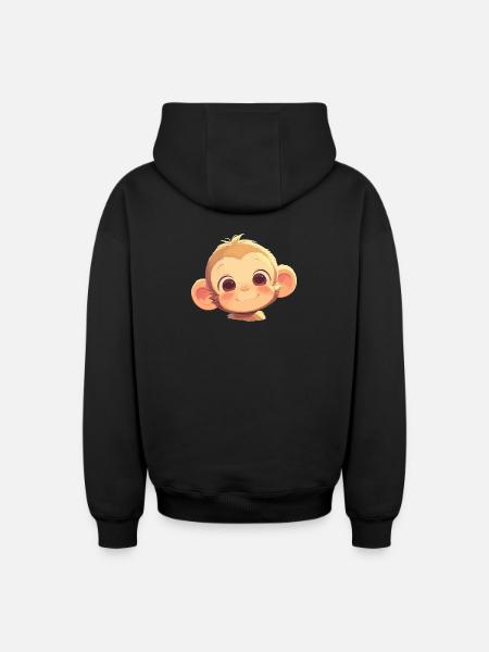 Macaque Macaque - Sweat à capuche unisexe zippé oversize épais SPREAD - noir