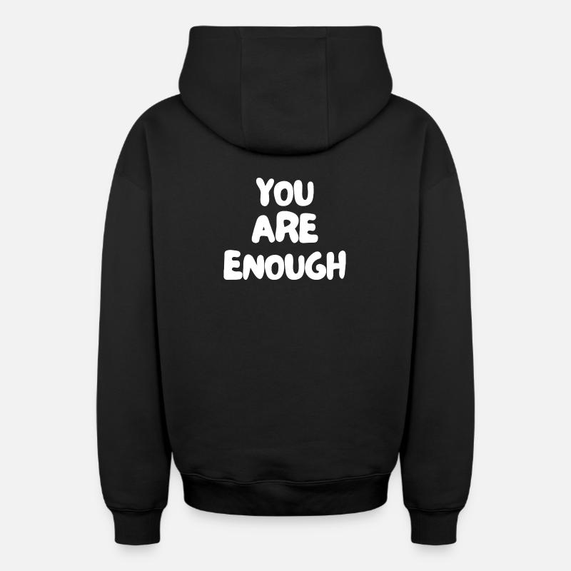 Du bist genug - Oversized Heavyweight Unisex Zip Hoodie - Schwarz