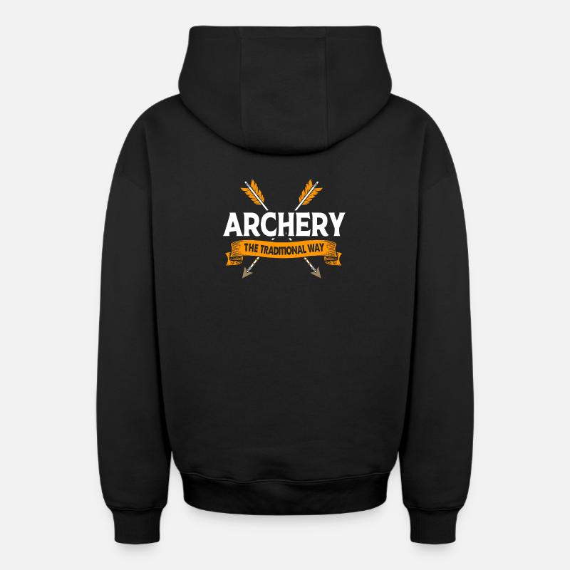 Tir à l’arc Archer - Sweat à capuche unisexe zippé oversize épais SPREAD - noir