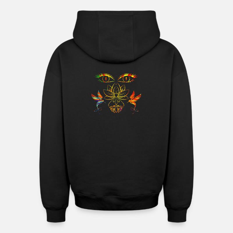 Zen-Gesicht - Oversized Heavyweight Unisex Zip Hoodie - Schwarz