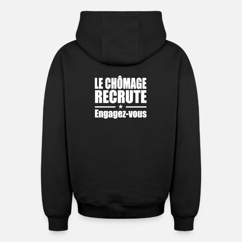 Le Chômage Engagez-vous - Sweat à capuche unisexe zippé oversize épais SPREAD - noir