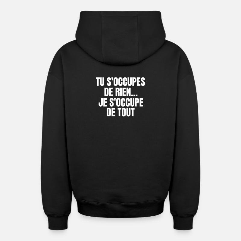expression, langue française - Sweat à capuche unisexe zippé oversize épais SPREAD - noir