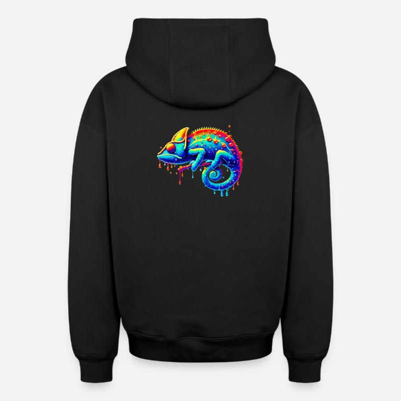 Caméléon - Sweat à capuche unisexe zippé oversize épais SPREAD - noir