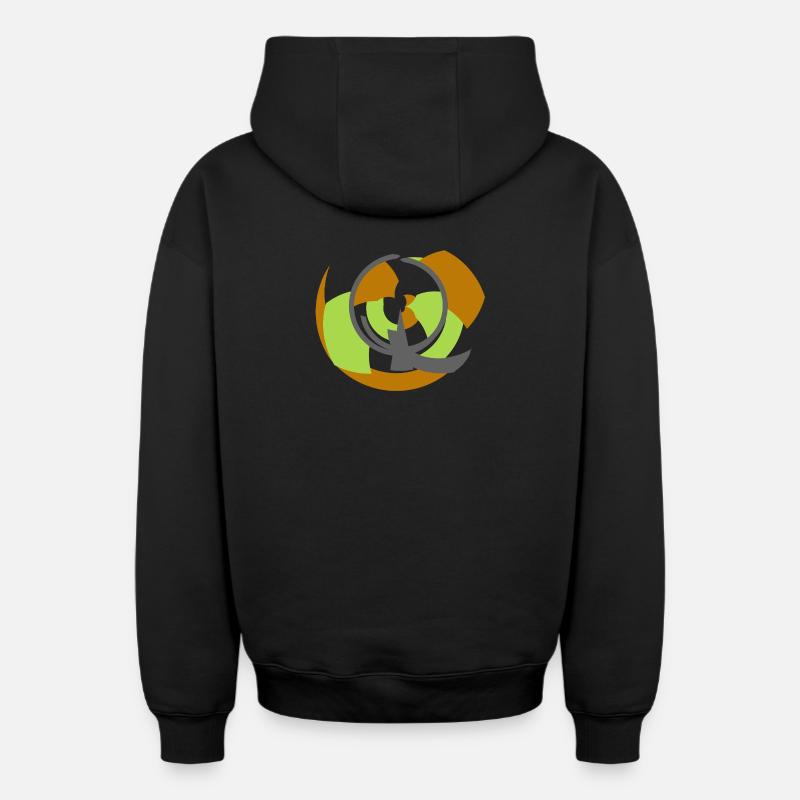 Orbite spirale Géométrie abstraite - Sweat à capuche unisexe zippé oversize épais SPREAD - noir