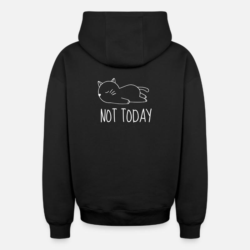 Not today chat humour  - Sweat à capuche unisexe zippé oversize épais SPREAD - noir