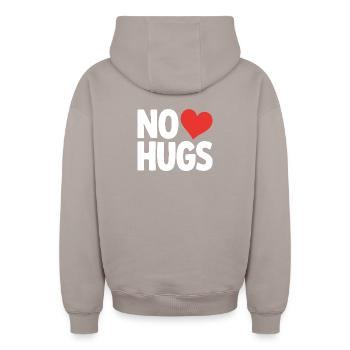 No Hugs Bitte Abstand Halten Umarmung Anti Social - Oversized Heavyweight Unisex Zip Hoodie - Taupe - Hinten - AI Model Male 178 light (178cm)