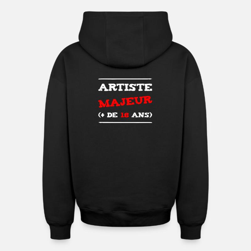 ARTISTE MAJEUR (+ DE 18 ANS) !  - Sweat à capuche unisexe zippé oversize épais SPREAD - noir