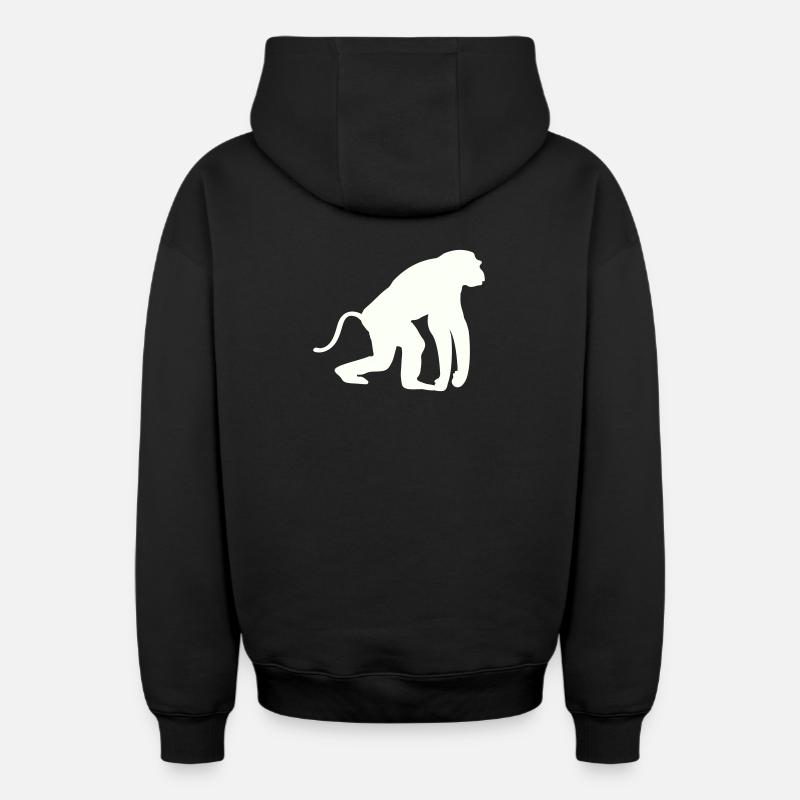 Silhouette de singe - Sweat à capuche unisexe zippé oversize épais SPREAD - noir