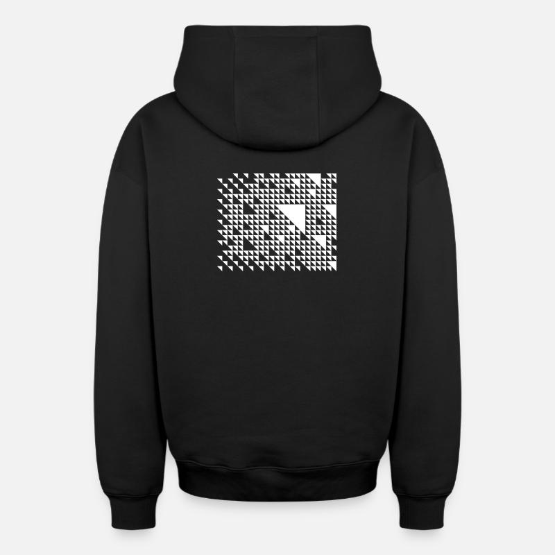 Triangular Mosaic Grid - Oversized Heavyweight Unisex Zip Hoodie - black