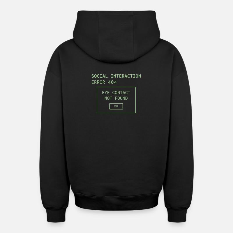 Erreur d’interaction sociale 404 - Sweat à capuche unisexe zippé oversize épais SPREAD - noir