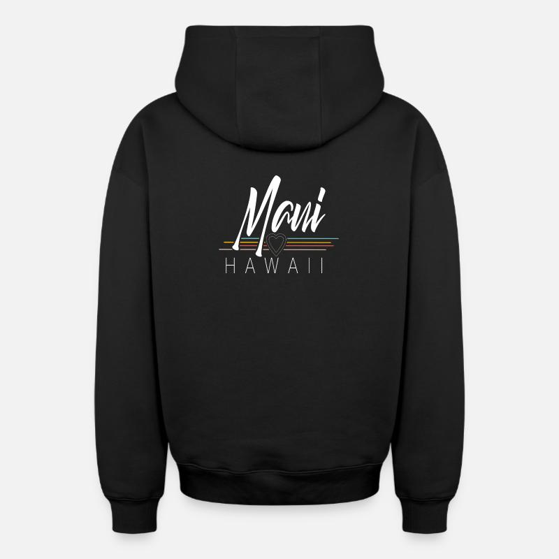 Maui Hawaii - Sweat à capuche unisexe zippé oversize épais SPREAD - noir