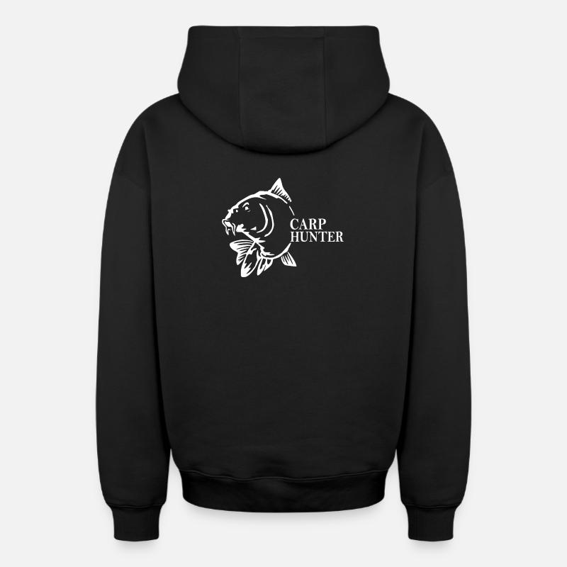 Carp Hunter - Sweat à capuche unisexe zippé oversize épais SPREAD - noir