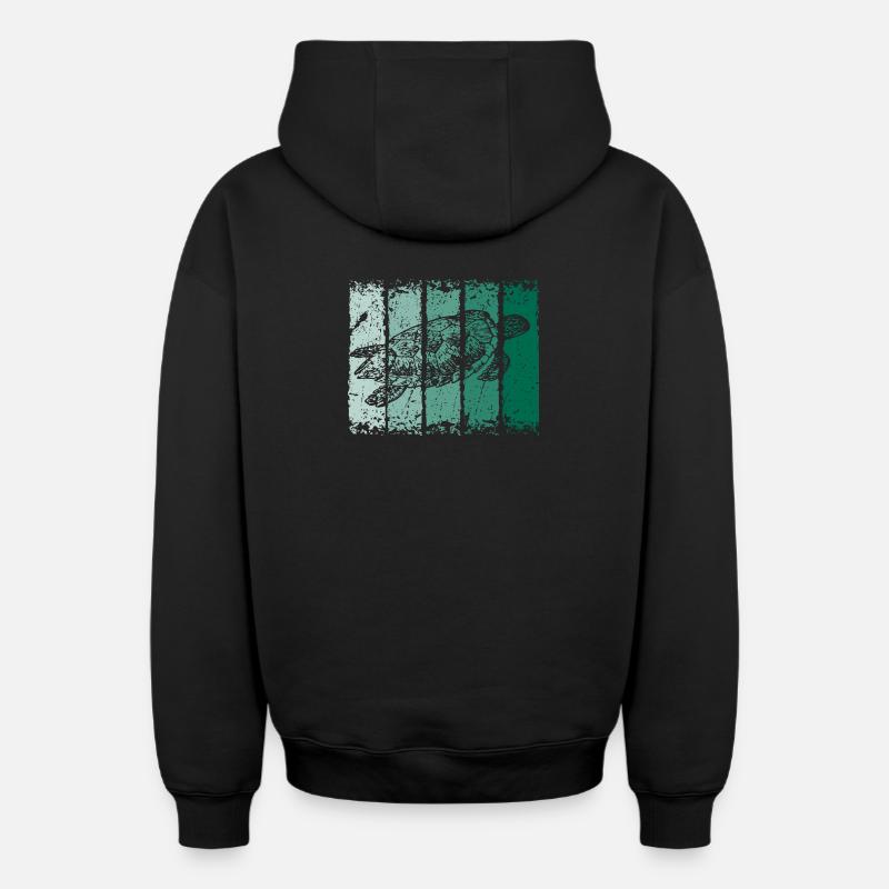 Tortue - Sweat à capuche unisexe zippé oversize épais SPREAD - noir