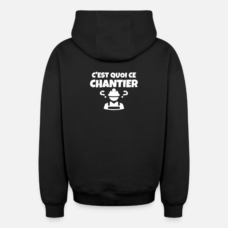 chantier, chef de chantier, construction - Sweat à capuche unisexe zippé oversize épais SPREAD - noir