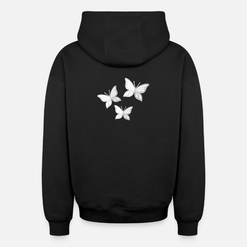 papillon; butterfly - Sweat à capuche unisexe zippé oversize épais SPREAD - noir