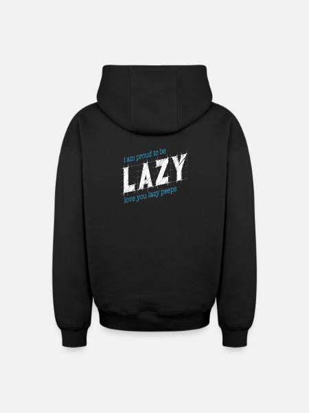 Proud to be lazy - Oversized Heavyweight Unisex Zip Hoodie - black