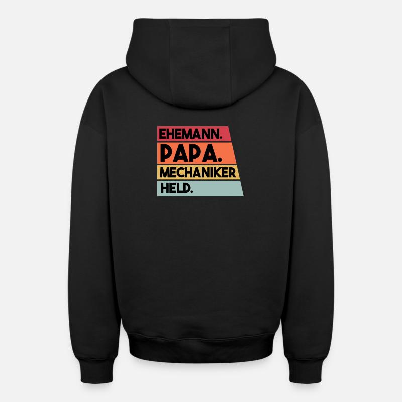 Ehemann Papa Mechaniker Held - Oversized Heavyweight Unisex Zip Hoodie - Schwarz