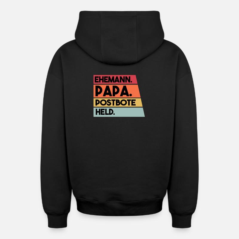Mari, Papa, Profession, Facteur, Héros - Sweat à capuche unisexe zippé oversize épais SPREAD - noir