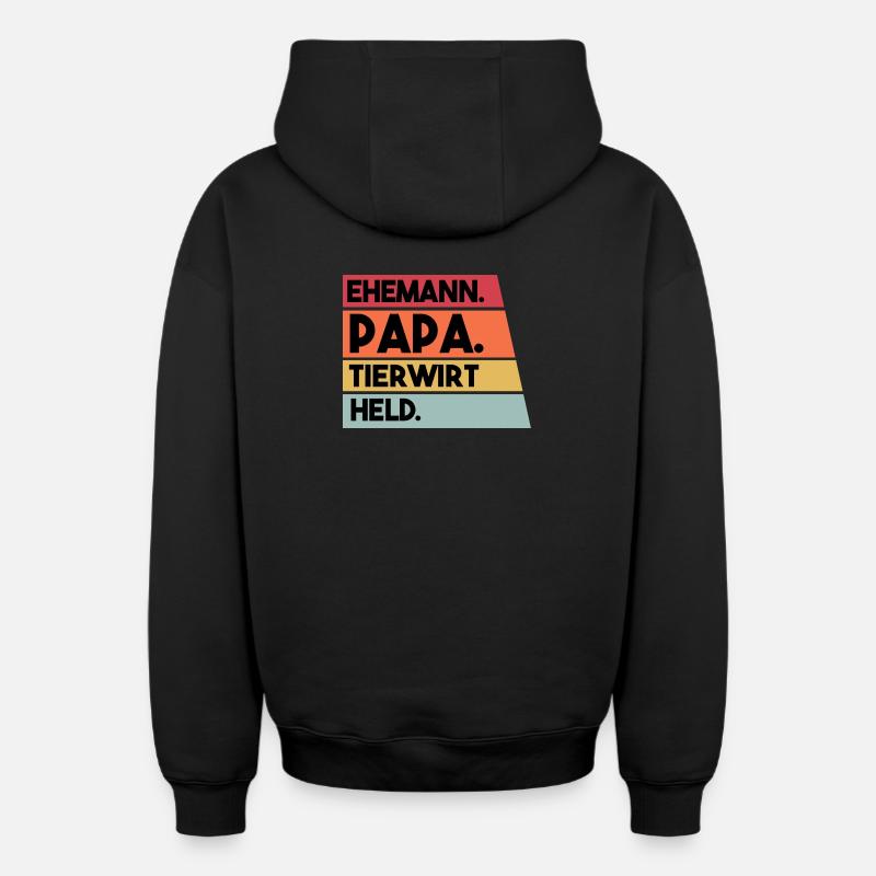 Ehemann Papa Tierwirt Held - Oversized Heavyweight Unisex Zip Hoodie - Schwarz