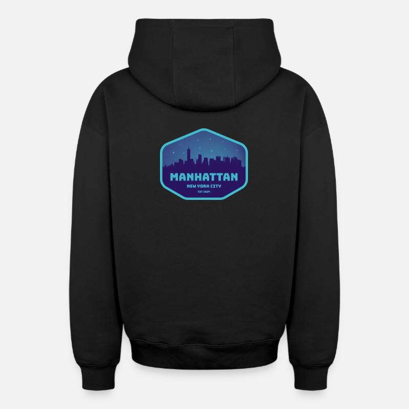 Manhattan NYC - Sweat à capuche unisexe zippé oversize épais SPREAD - noir