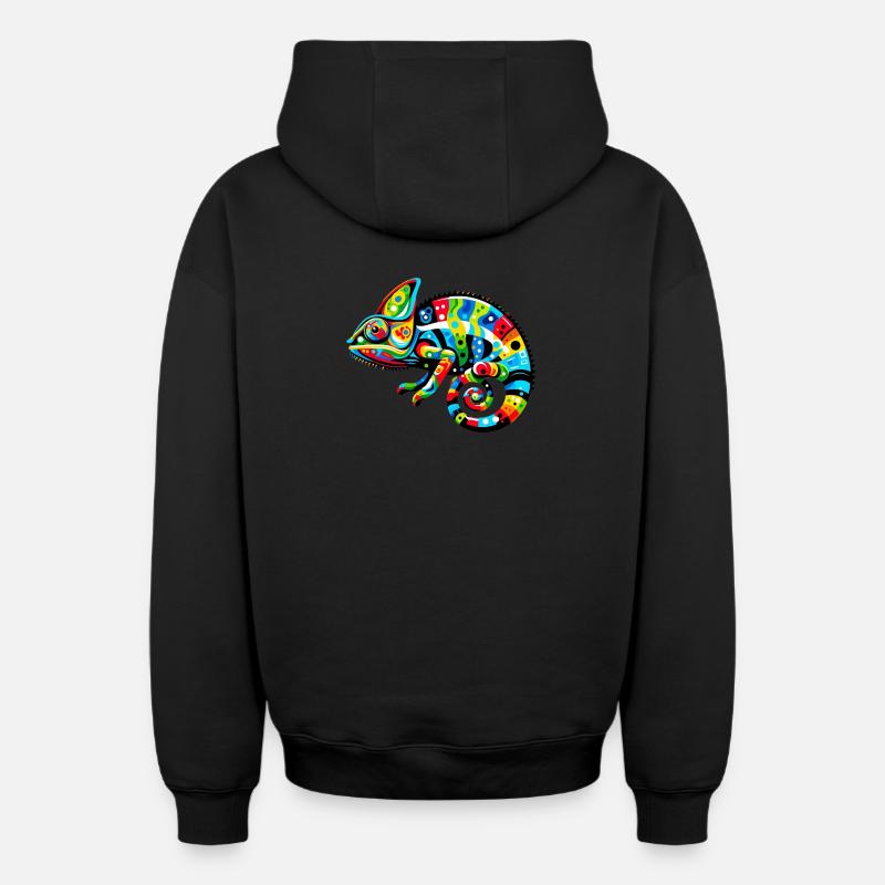 Caméléon - Sweat à capuche unisexe zippé oversize épais SPREAD - noir
