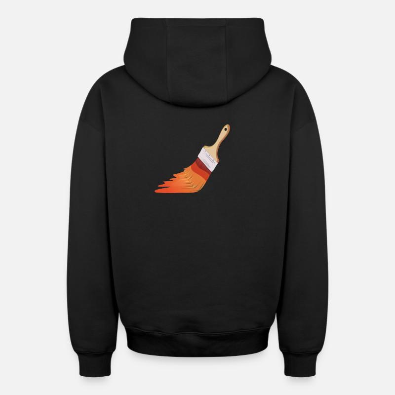 Painter Brushes - Oversized Heavyweight Unisex Zip Hoodie - black