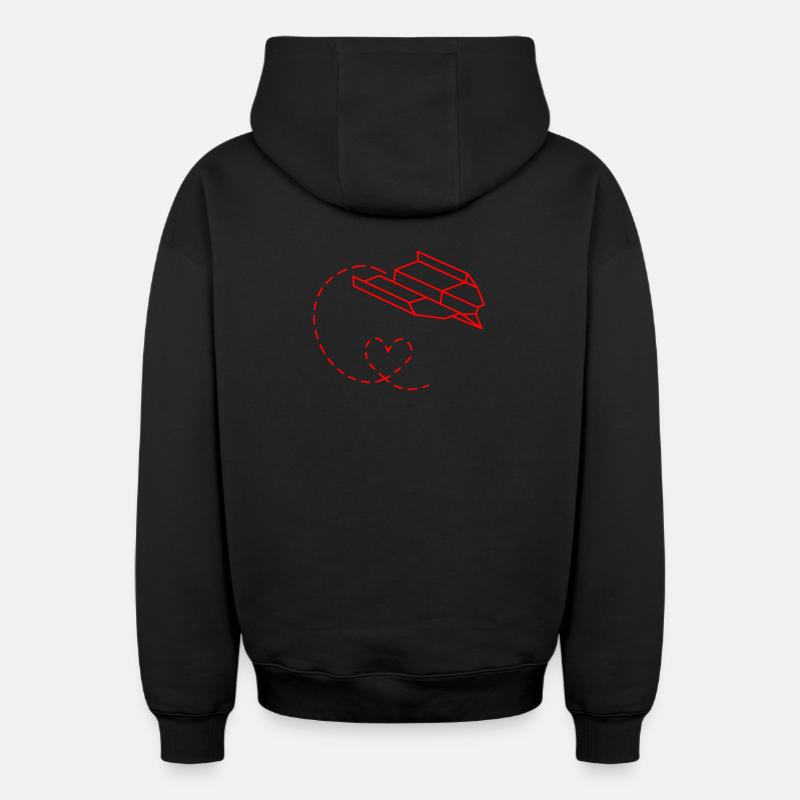 Avion - Sweat à capuche unisexe zippé oversize épais SPREAD - noir