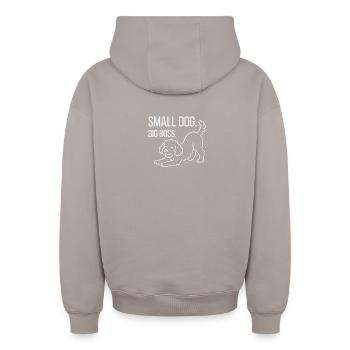 Zwergpudel, Malti-poo oder Königspudel  - Oversized Heavyweight Unisex Zip Hoodie - Taupe - Hinten - AI Model Male 178 light (178cm)