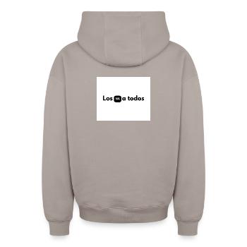 NA en boîte noire entre les lettres - Sweat à capuche unisexe zippé oversize épais SPREAD - taupe - Dos - AI Model Male 178 light (178cm)