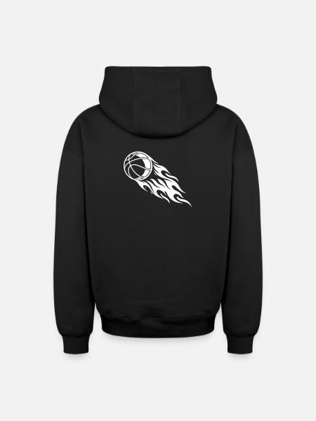 Basketball Fire - Oversized Heavyweight Unisex Zip Hoodie - black