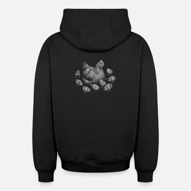 Glucke - Oversized Heavyweight Unisex Zip Hoodie - Schwarz
