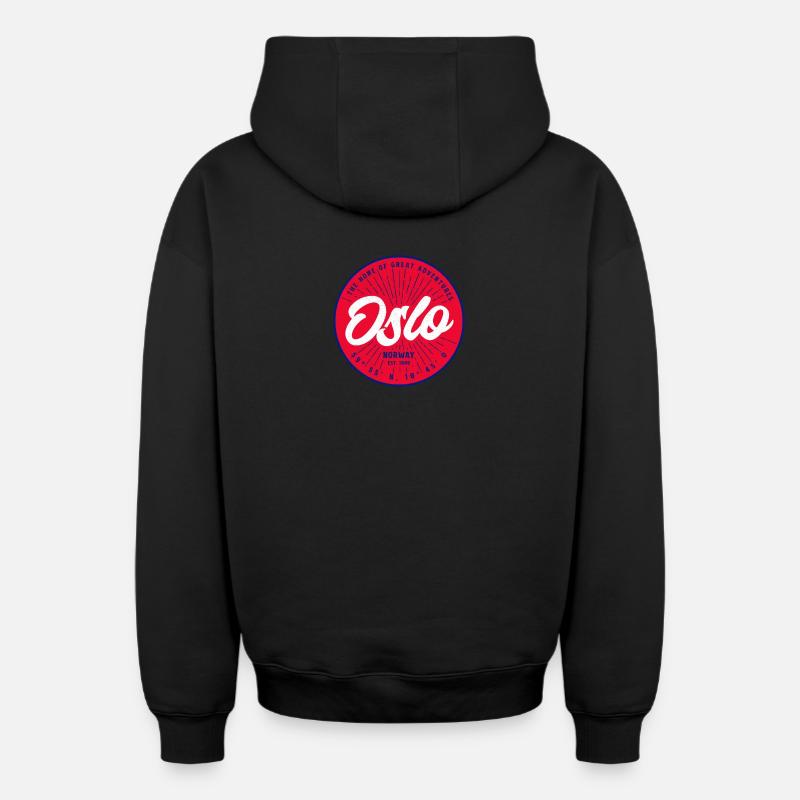 Oslo Norvège - Sweat à capuche unisexe zippé oversize épais SPREAD - noir