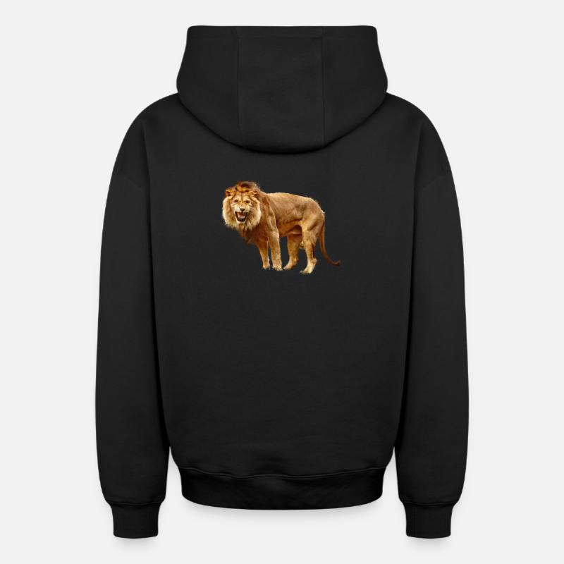 Lion - Sweat à capuche unisexe zippé oversize épais SPREAD - noir