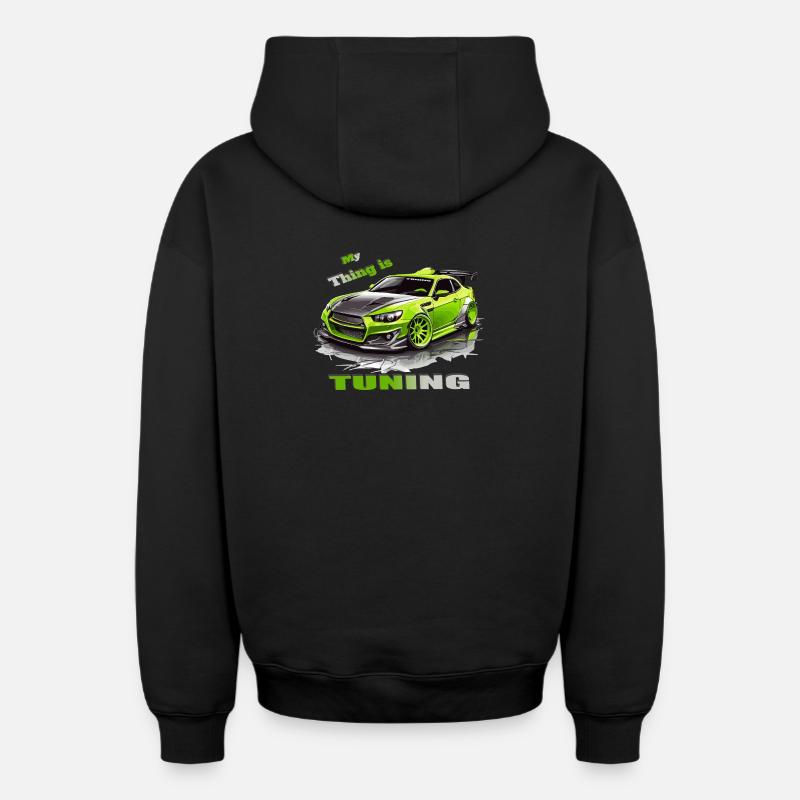 Tuning Voiture - Sweat à capuche unisexe zippé oversize épais SPREAD - noir