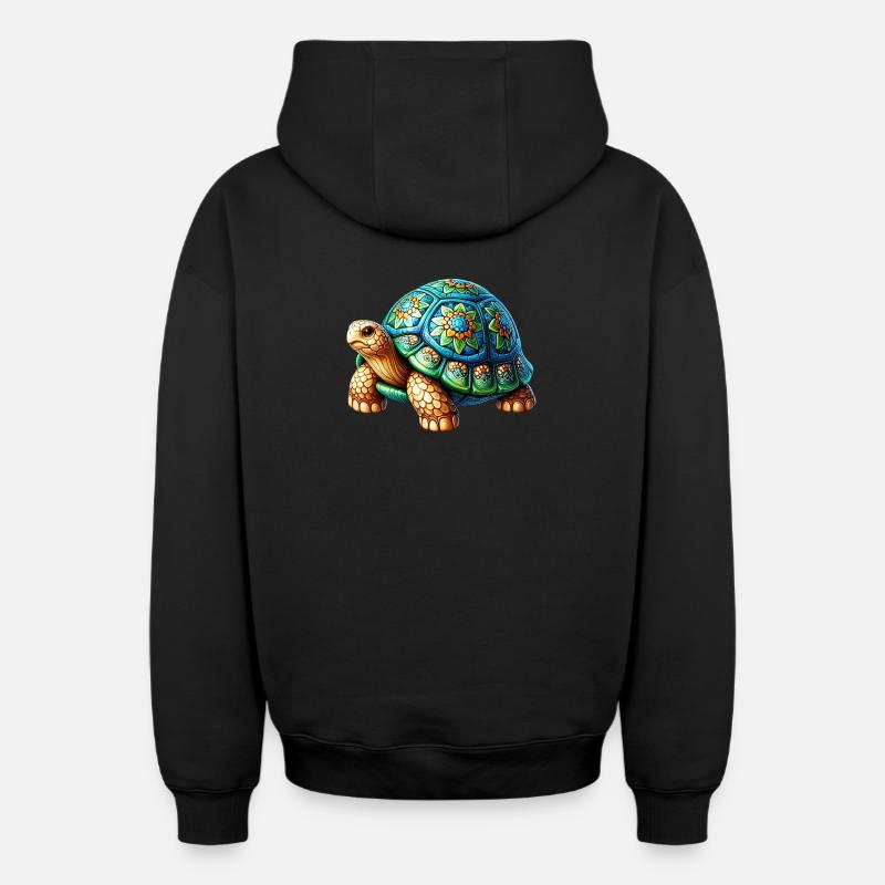 Tortue - Sweat à capuche unisexe zippé oversize épais SPREAD - noir