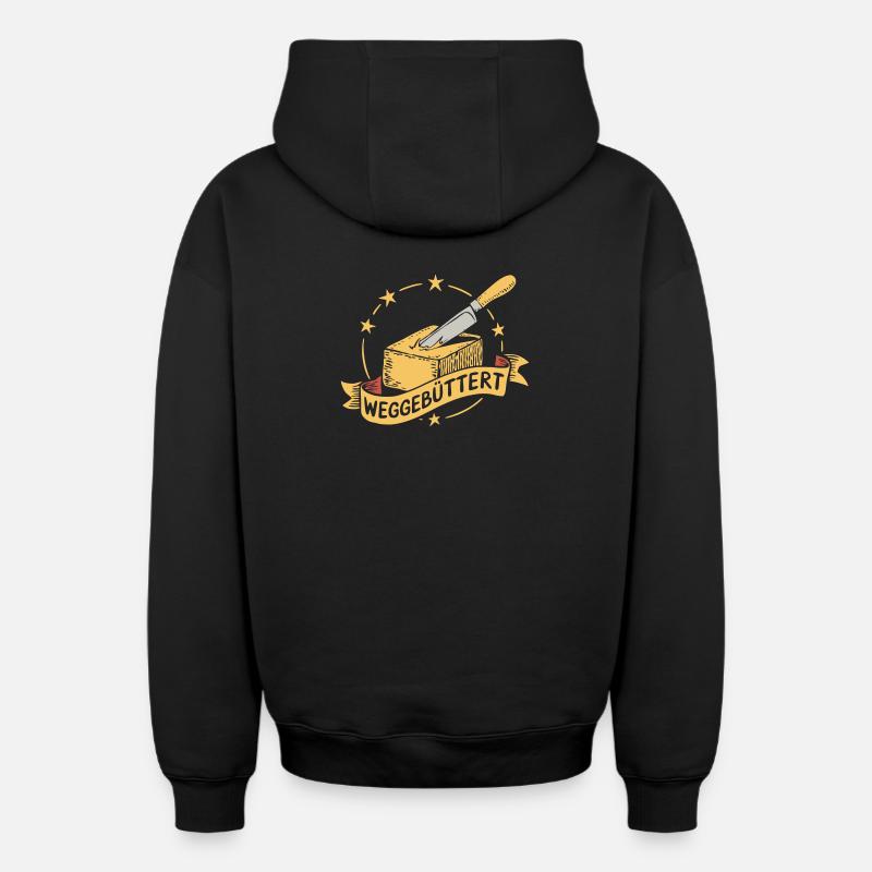 Drôle beurré - Sweat à capuche unisexe zippé oversize épais SPREAD - noir