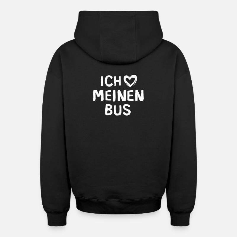 J’adore mon bus - Sweat à capuche unisexe zippé oversize épais SPREAD - noir