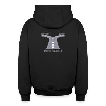Empathy is a Path - Oversized Heavyweight Unisex Zip Hoodie - black - Back - AI Model Male 185 dark (185cm)