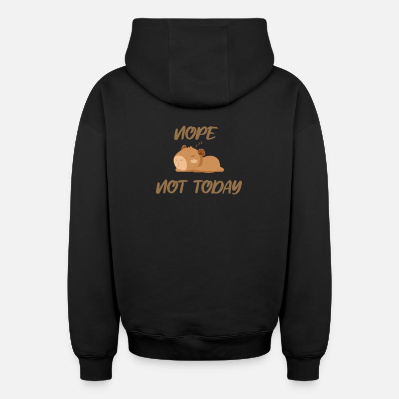 Non, pas aujourd’hui capybara - Sweat à capuche unisexe zippé oversize épais SPREAD - noir