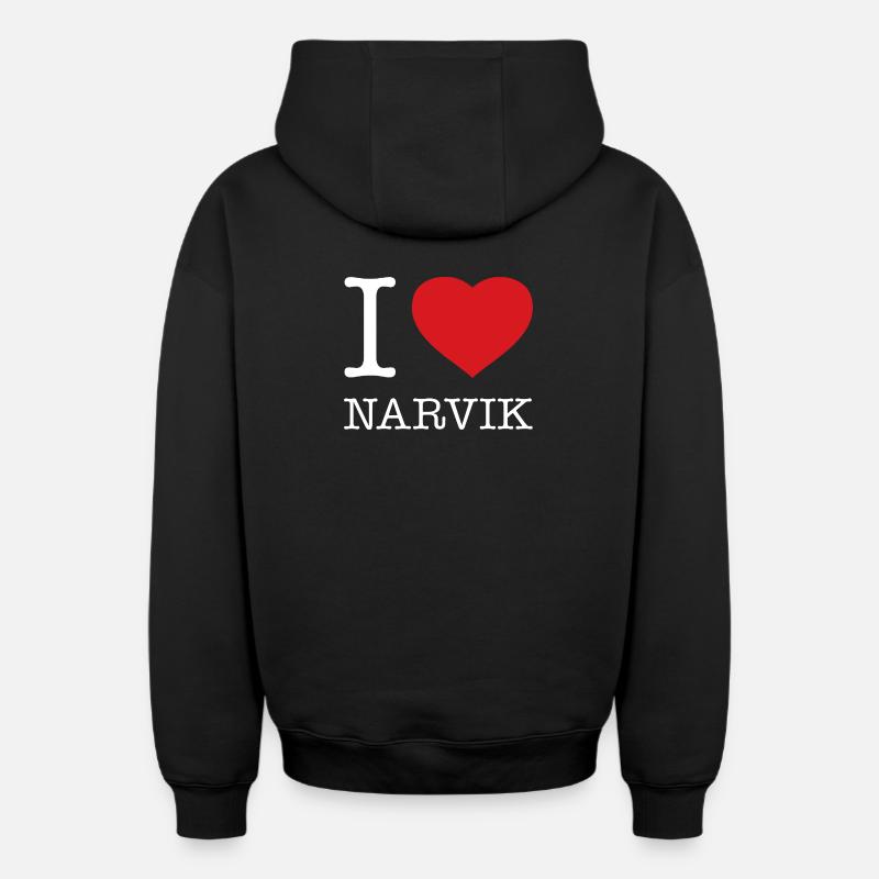 j’adore Narvik - Sweat à capuche unisexe zippé oversize épais SPREAD - noir