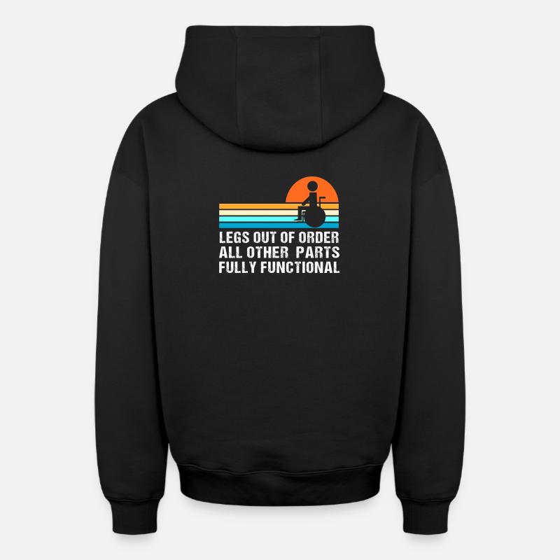 fauteuil roulant - Sweat à capuche unisexe zippé oversize épais SPREAD - noir