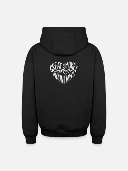Great Smoky Mountains Heart - Oversized Heavyweight Unisex Zip Hoodie - black