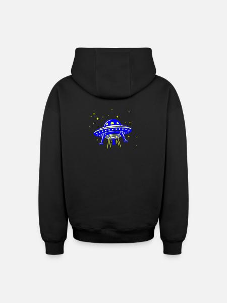 UFO – Visit from another galaxy - Oversized Heavyweight Unisex Zip Hoodie - black