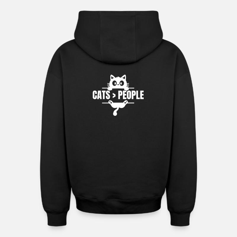 Chats > humains - Sweat à capuche unisexe zippé oversize épais SPREAD - noir