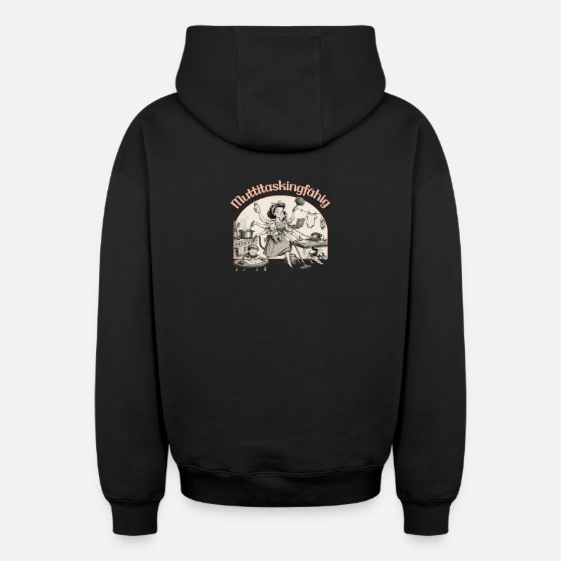 Multitasking? Nein. Muttitasking - Chaos? Läuft! - Oversized Heavyweight Unisex Zip Hoodie - Schwarz