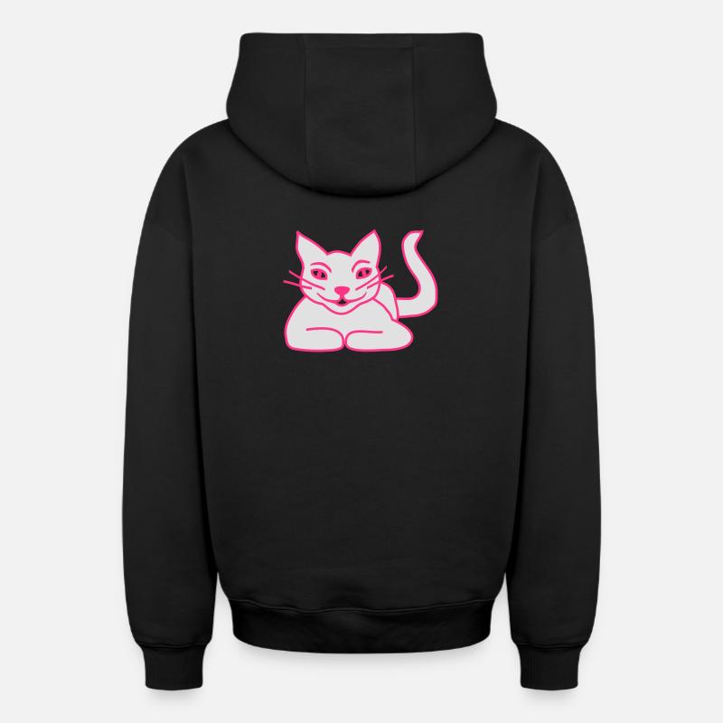 Chat - Sweat à capuche unisexe zippé oversize épais SPREAD - noir