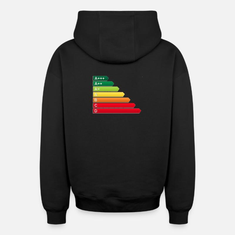 Label énergétique SF - Sweat à capuche unisexe zippé oversize épais SPREAD - noir